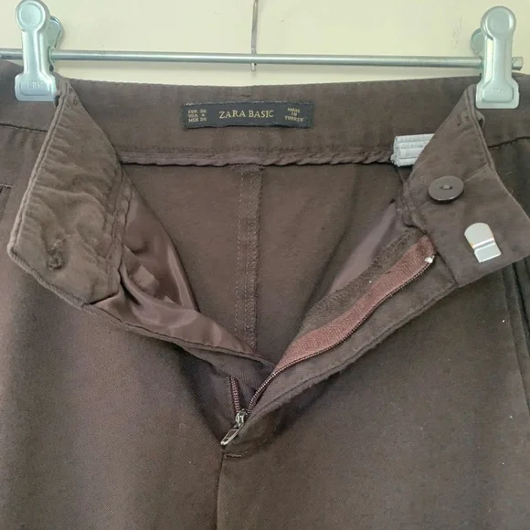 Zara Basic brown trousers with light black spotted pattern - Picture 6 of 9